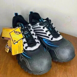 Oliver by Honeywell Fixit Black Blue Womens Wide Composite Toe Shoes Size 10 NWT